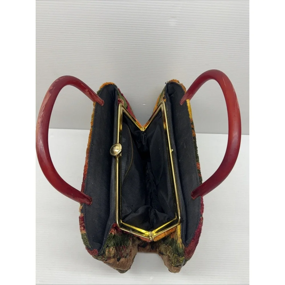 Vintage 1960s Kadin Multicolor Tapestry Carpet Bag Purse Made in USA